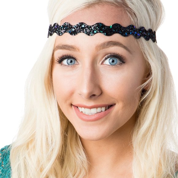 Hipsy 10-pack Bling Glitter Adjustable No Slip Wave Neutral & Bold Headbands main image 5